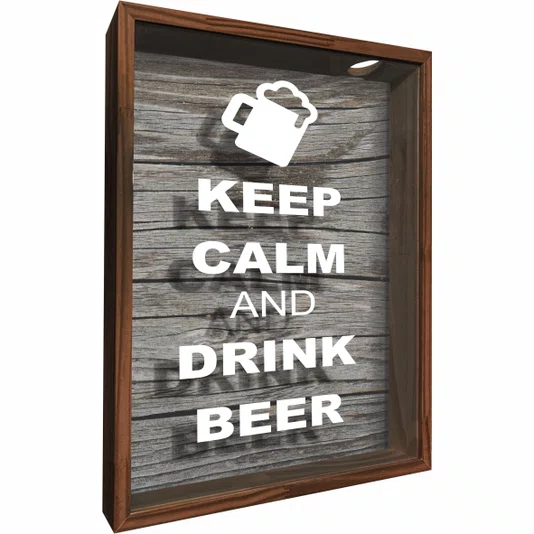 Quadro Porta Tampinhas Keep Calm And  Drink Beer