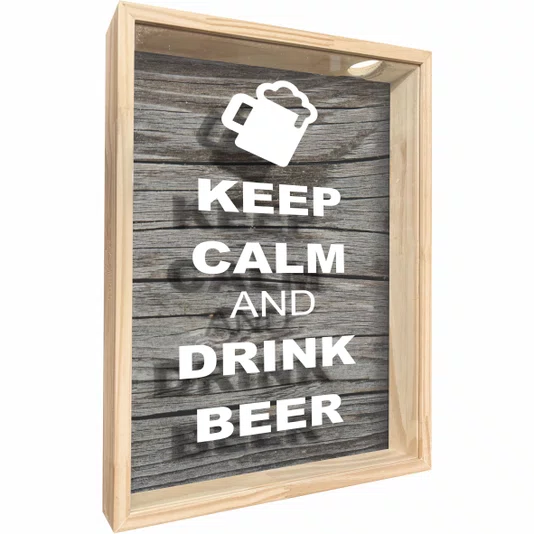 Quadro Porta Tampinhas Keep Calm And  Drink Beer