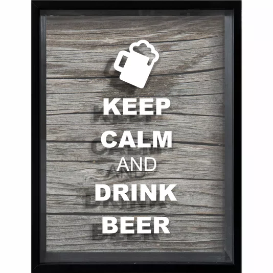 Quadro Porta Tampinhas Keep Calm And  Drink Beer