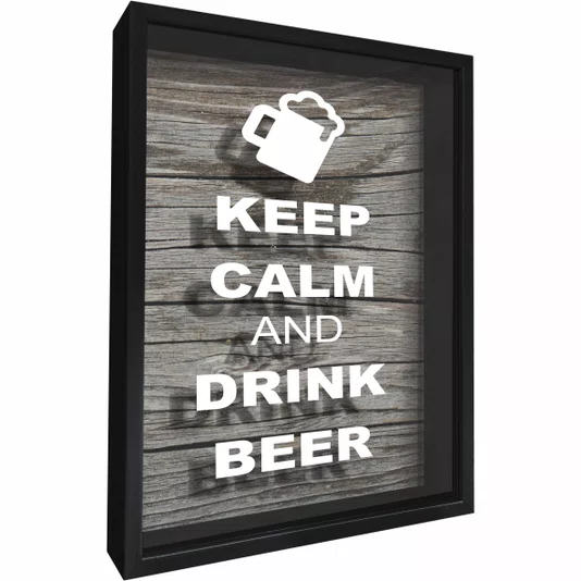 Quadro Porta Tampinhas Keep Calm And  Drink Beer