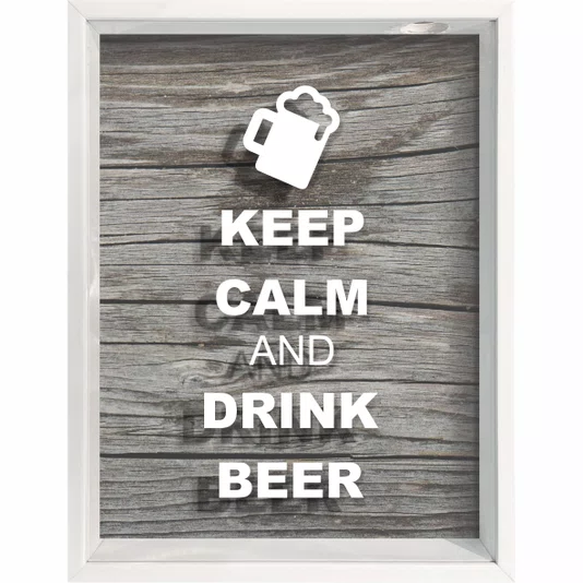 Quadro Porta Tampinhas Keep Calm And  Drink Beer