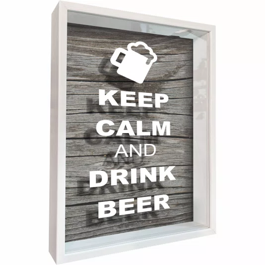 Quadro Porta Tampinhas Keep Calm And  Drink Beer