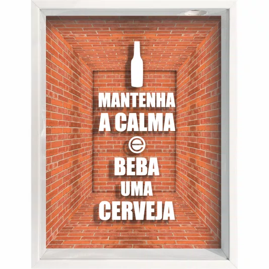 Quadro Porta Tampinhas Mantenha A Calma e Beba uma Cerveja