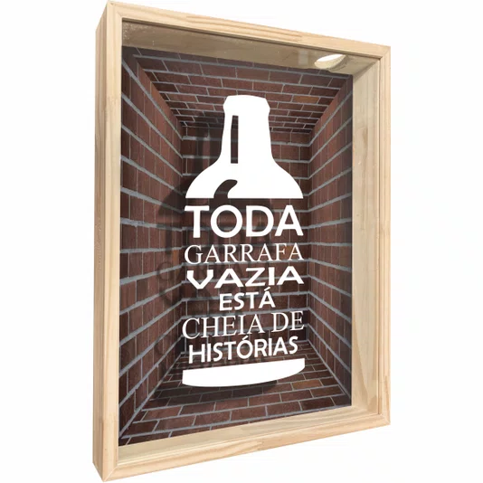 Quadro Porta Tampinhas Toda Garrafa Vazia Esta Cheia de Histórias