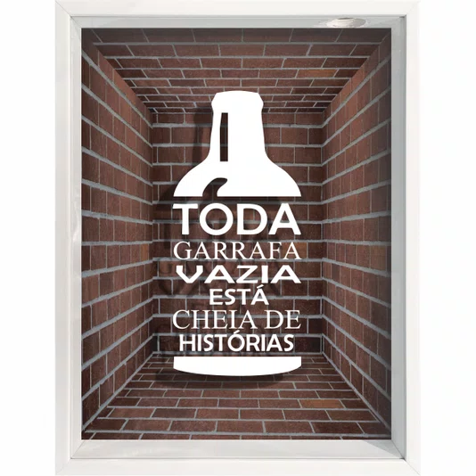 Quadro Porta Tampinhas Toda Garrafa Vazia Esta Cheia de Histórias