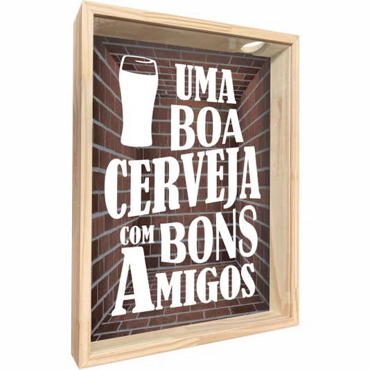 Quadro Porta Tampinhas Uma Boa Cerveja Com Bons Amigos