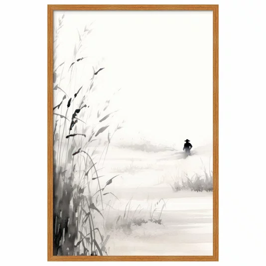 Quadro Decorativo Tanbo Otoko Pintura Homem em Meio aos Campos de Arroz no Estilo Sumiê
