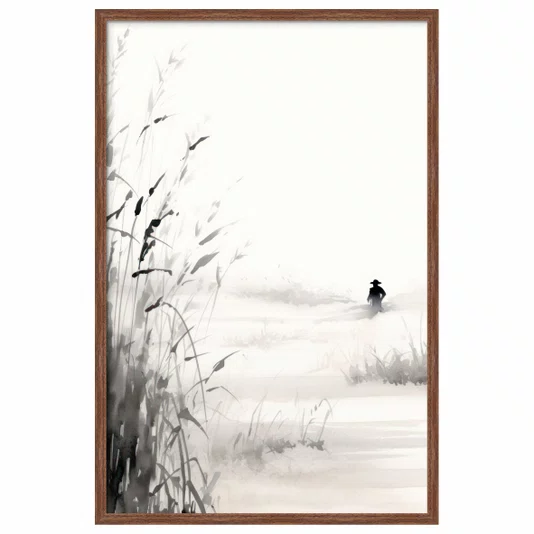 Quadro Decorativo Tanbo Otoko Pintura Homem em Meio aos Campos de Arroz no Estilo Sumiê