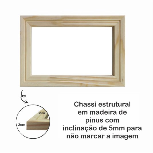 Quadro Tela Decorativa Personalizada em Tecido Canvas com Moldura Caixinha Lisa Revestida - 1,5x3