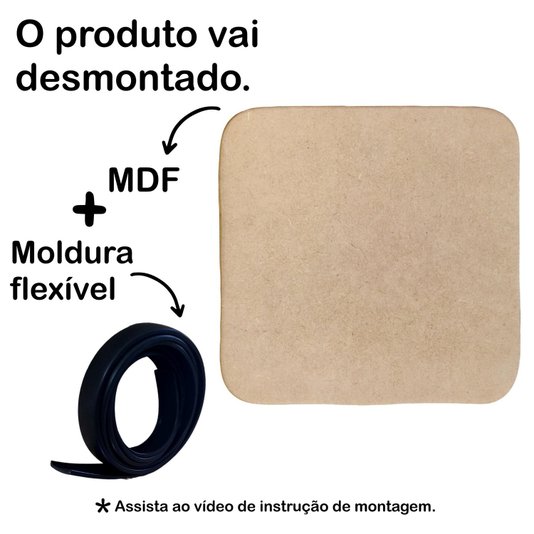 Recorte de Mdf 12mm para Artesanato com Moldura Flexível Perfil U - Quadrado