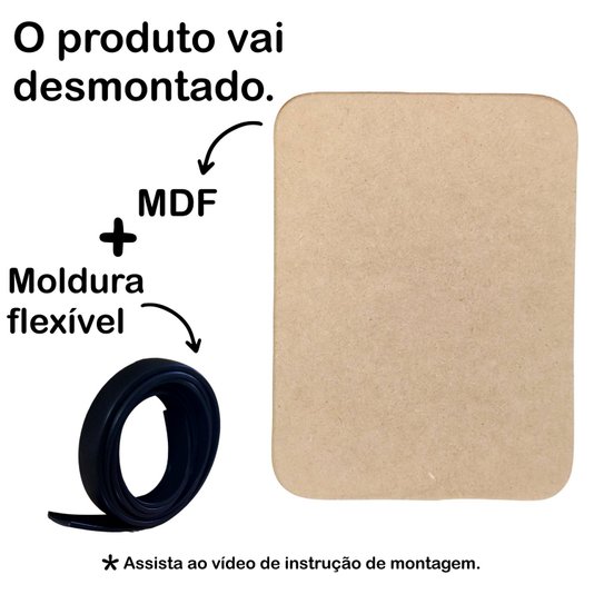 Recorte de Mdf 12mm para Artesanato com Moldura Flexível Perfil U - Retângulo