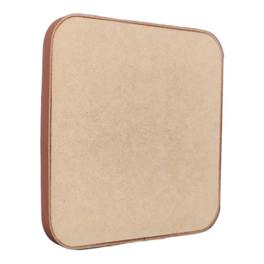 Recorte de Mdf 9mm para Artesanato com Tira de Couro Sintético - Quadrado