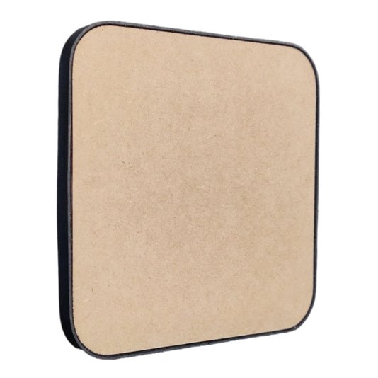 Recorte de Mdf 9mm para Artesanato com Tira de Couro Sintético - Quadrado