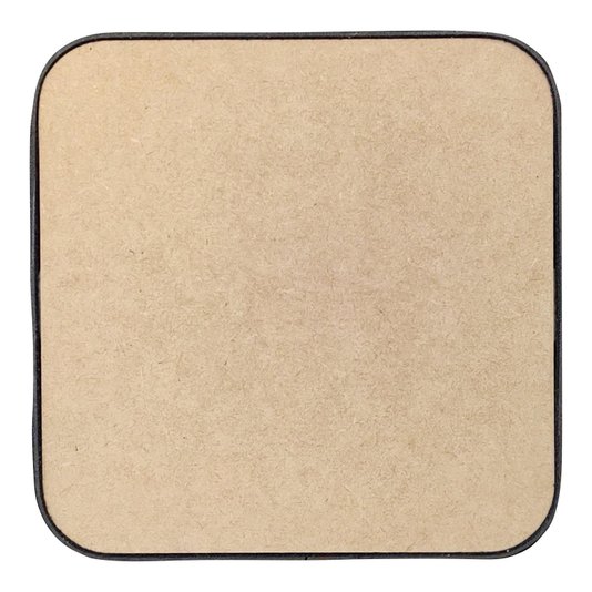 Recorte de Mdf 9mm para Artesanato com Tira de Couro Sintético - Quadrado