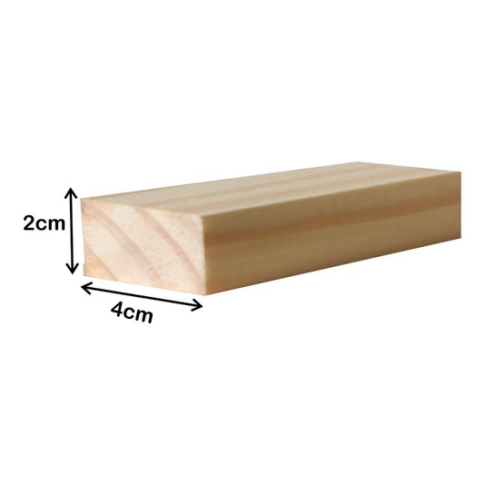 Ripa de Madeira Pinus Natural para Artesanato - 4x2