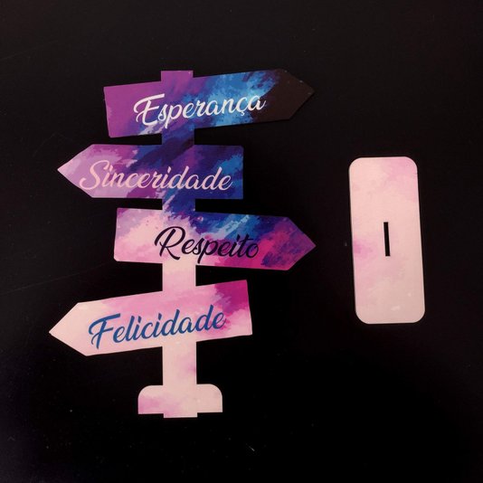 Seta Decorativa Mensageira em Mdf 3mm com Estampa - Esperança, Sinceridade, Respeito, Felicidade