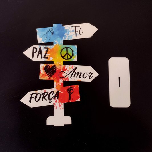 Seta Decorativa Mensageira em Mdf 3mm com Estampa - Fé, Paz, Amor, Força