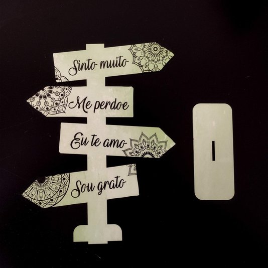 Seta Decorativa Mensageira em Mdf 3mm com Estampa - Sinto Muito, Me Perdoe, Eu Te Amo, Sou Grato