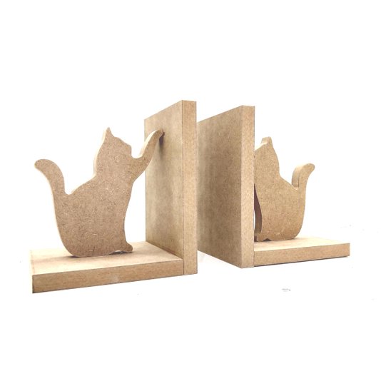 Suporte Aparador de Livros Gatos em MDF Cru 15mm