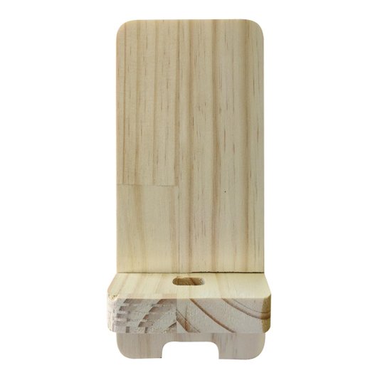 Suporte para Celular de Mesa com Entrada para Carregador em Madeira de Pinus