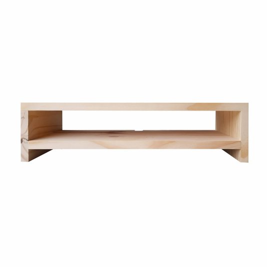 Suporte para Monitor de Mesa com Porta Celular em Madeira de Pinus - 55x22x14cm - Farmhouse