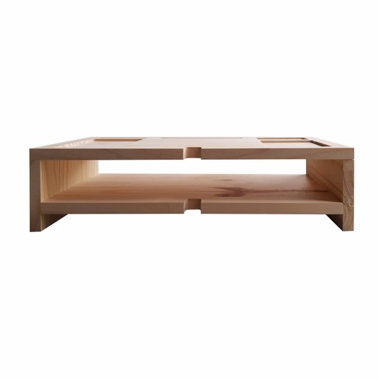 Suporte para Monitor de Mesa com Porta Celular em Madeira de Pinus - 55x22x14cm - Farmhouse