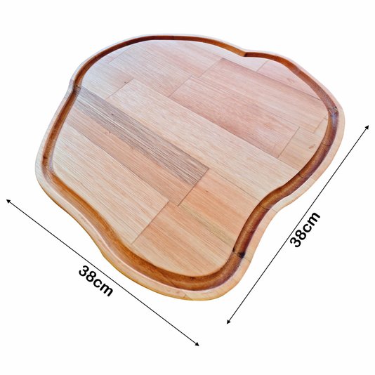 Tábua de Corte para Servir Churrasco Porções e Petiscos em Madeira de Eucalipto Maciço com Óleo Mineral - Rústica 38x38cm