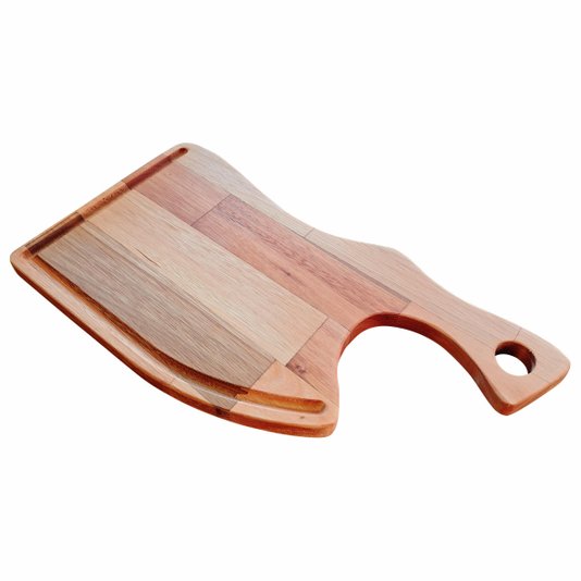 Tábua de Corte para Servir Churrasco Carnes e Espetinho em Madeira de Eucalipto Maciço com Óleo Mineral - Cutelo 24x45cm