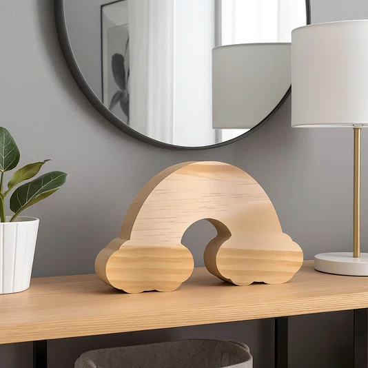 Tábua de Madeira Pinus Recortada para Artesanato Em Forma De Arco Íris