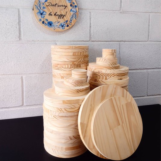 Tábua De Pinus Placa Redonda Clear Recortada Para Decoração