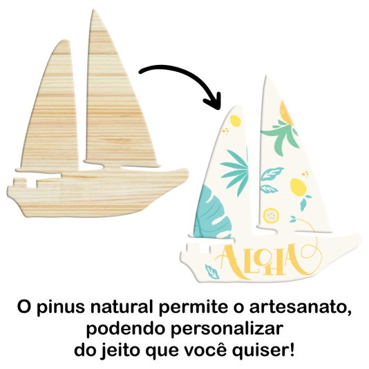 Tábua de Pinus Recortada para Artesanato em Forma de Barco