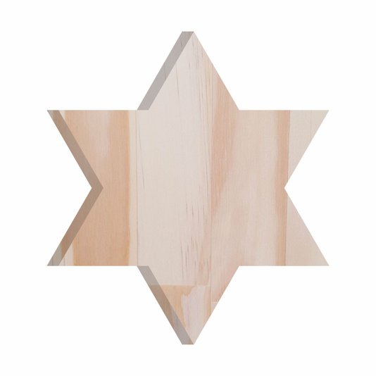 Tábua de Pinus Recortada para Artesanato em Forma de Estrela 6 Pontas