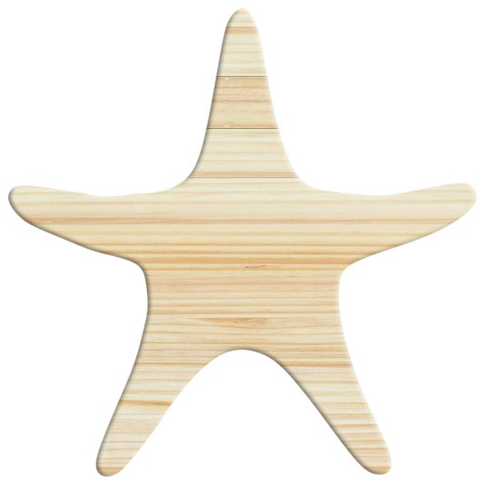 Tábua de Pinus Recortada para Artesanato em Forma de Estrela do Mar
