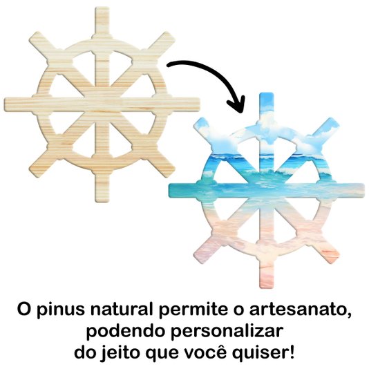 Tábua de Pinus Recortada para Artesanato em Forma de Leme Barco