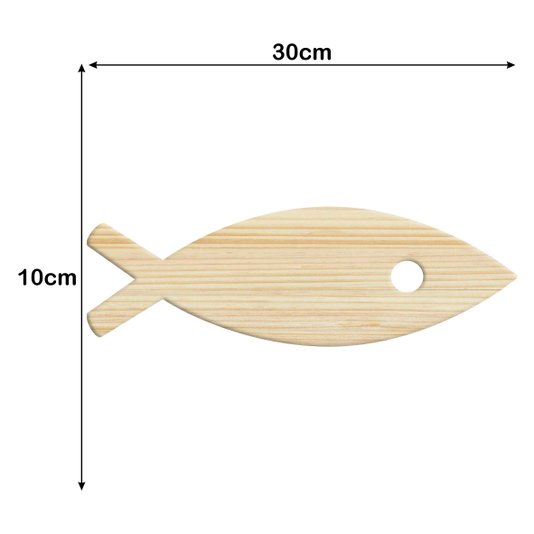 Tábua de Pinus Recortada para Artesanato em Forma de Peixe