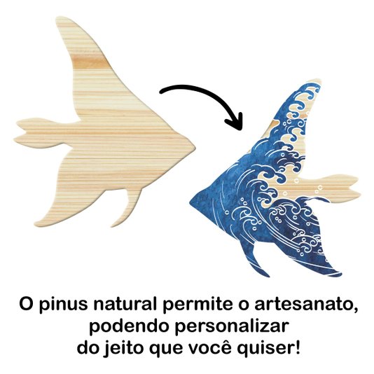 Tábua de Pinus Recortada para Artesanato em Forma de Peixe