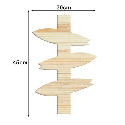 Tábua de Pinus Recortada para Artesanato em Forma de Setas Indicativas de Pranchas Surf