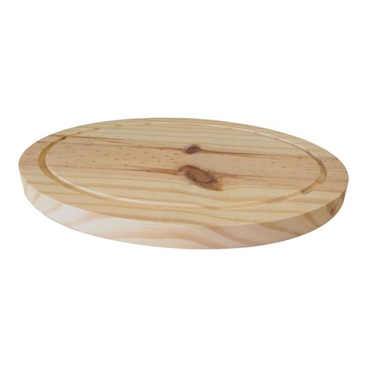 Tábua de Servir Queijo e Frios em Madeira de Pinus Natural Maciço - Oval
