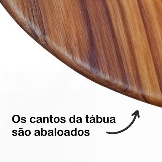 Tábua para Pizza Redonda com Cabo em Madeira Teca Maciça com Óleo Mineral