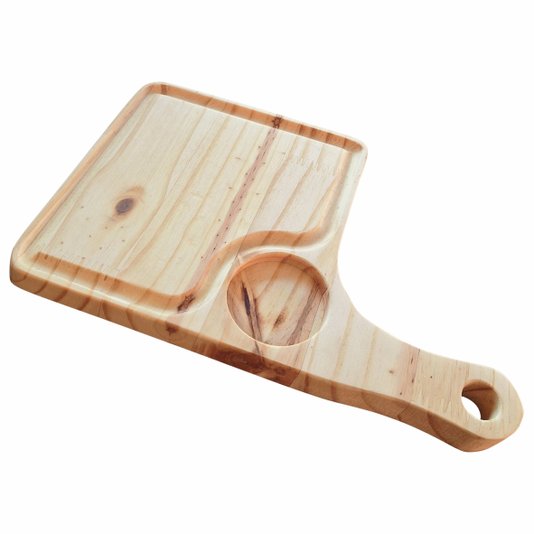 Tábua para Servir Hamburguer Porções Petiscos e Frios Hambúrguer com Rebaixo de 6cm para Pote de Molho com Óleo Mineral - Like 19x30cm