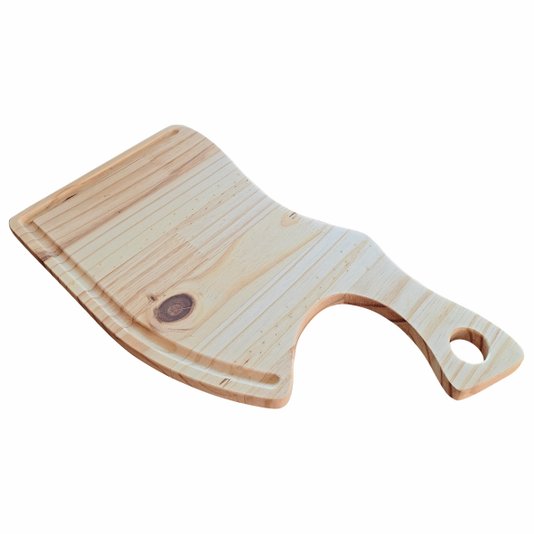 Tábua para Servir Hamburguer Petiscos e Porções em Madeira de Pinus Natural com Óleo Mineral - Cutelo 16x30cm