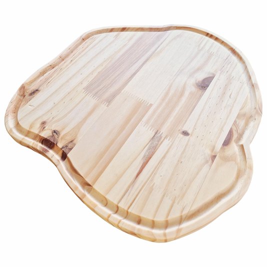 Tábua para Servir Frios Petiscos e Café da Manhã em Madeira de Pinus Natural com Óleo Mineral - Rústica 38x38cm