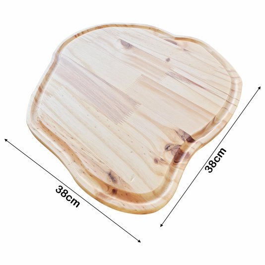 Tábua para Servir Frios Petiscos e Café da Manhã em Madeira de Pinus Natural com Óleo Mineral - Rústica 38x38cm