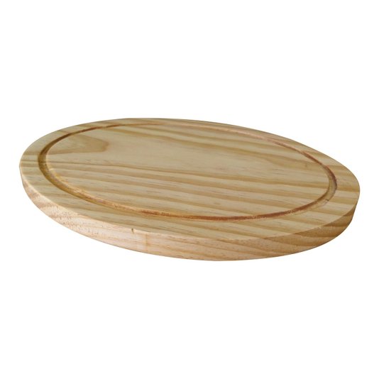 Tábua para Servir Queijo e Frios em Madeira de Pinus Natural Maciço - Oval com Óleo Mineral