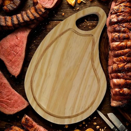 Tábua Personalizada para Servir Hambúrguer em Madeira de Pinus Natural Maciço com Gravação a Laser e Óleo Mineral - Recorte