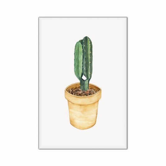 Tela Decorativa em Tecido Canvas Cactus em Vaso Amarelo