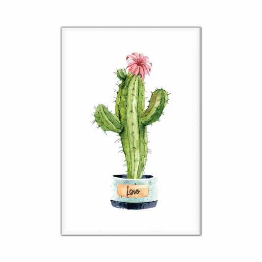 Tela Decorativa em Tecido Canvas Cactus em Vaso Love