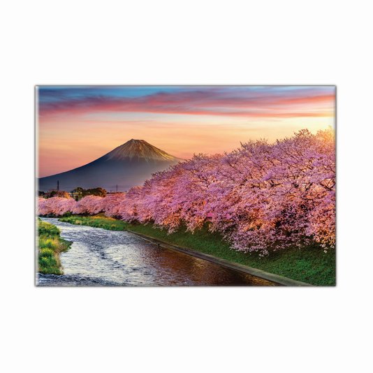 Tela Decorativa em Tecido Canvas Cerejeiras no Monte Fuji