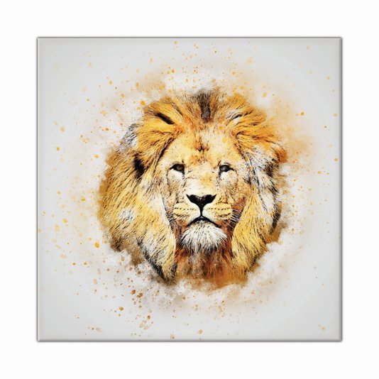 Tela Decorativa em Tecido Canvas Face do Leão em Aquarela