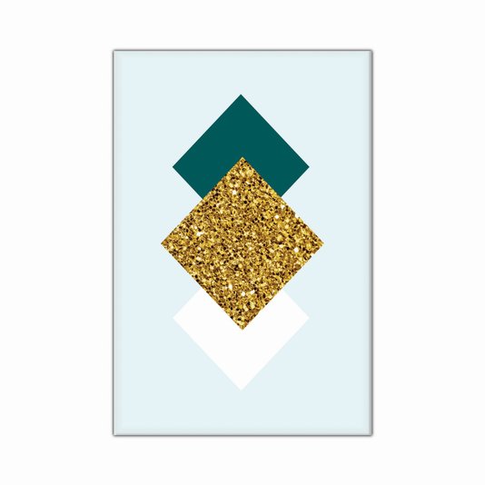 Tela Decorativa em Tecido Canvas Geométrico Losango Dourado